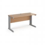 Vivo straight desk 1400mm x 600mm - silver frame, beech top VEX14B