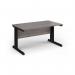 Vivo straight desk 1400mm x 600mm - black frame, Grey Oak top VEX14-K-GO