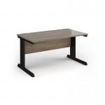 Vivo straight desk 1400mm x 600mm - black frame, Nebraska Oak top VEX14-K-NO