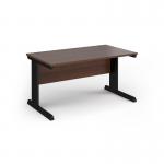 Vivo straight desk 1400mm x 600mm - black frame, walnut top VEX14-K-W