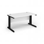 Vivo straight desk 1400mm x 600mm - black frame, white top VEX14-K-WH