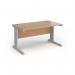 Vivo straight desk 1400mm x 600mm - silver frame, beech top VEX14-S-B