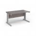 Vivo straight desk 1400mm x 600mm - silver frame, Grey Oak top VEX14-S-GO