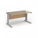 Vivo straight desk 1400mm x 600mm - silver frame, Kendal Oak top VEX14-S-KO