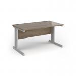 Vivo straight desk 1400mm x 600mm - silver frame, Nebraska Oak top VEX14-S-NO
