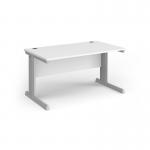 Vivo straight desk 1400mm x 600mm - silver frame, white top VEX14-S-WH