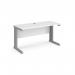 Vivo straight desk 1400mm x 600mm - silver frame, white top VEX14WH