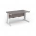 Vivo straight desk 1400mm x 600mm - white frame, Grey Oak top VEX14-WH-GO