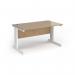 Vivo straight desk 1400mm x 600mm - white frame, Kendal Oak top VEX14-WH-KO