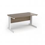 Vivo straight desk 1400mm x 600mm - white frame, Nebraska Oak top VEX14-WH-NO