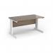 Vivo straight desk 1400mm x 600mm - white frame, Nebraska Oak top VEX14-WH-NO
