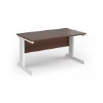 Vivo straight desk 1400mm x 600mm - white frame, walnut top VEX14-WH-W