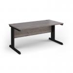 Vivo straight desk 1600mm x 600mm - black frame, Grey Oak top VEX16-K-GO