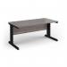 Vivo straight desk 1600mm x 600mm - black frame, Grey Oak top VEX16-K-GO