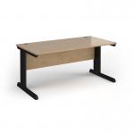 Vivo straight desk 1600mm x 600mm - black frame, Kendal Oak top VEX16-K-KO