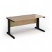 Vivo straight desk 1600mm x 600mm - black frame, Kendal Oak top VEX16-K-KO