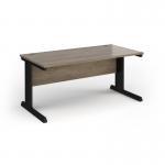 Vivo straight desk 1600mm x 600mm - black frame, Nebraska Oak top VEX16-K-NO
