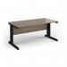 Vivo straight desk 1600mm x 600mm - black frame, Nebraska Oak top VEX16-K-NO