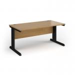 Vivo straight desk 1600mm x 600mm - black frame, oak top VEX16-K-O