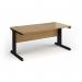 Vivo straight desk 1600mm x 600mm - black frame, oak top VEX16-K-O