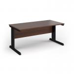 Vivo straight desk 1600mm x 600mm - black frame, walnut top VEX16-K-W