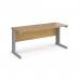 Vivo straight desk 1600mm x 600mm - silver frame, oak top VEX16O