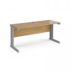 Vivo straight desk 1600mm x 600mm - silver frame, oak top VEX16O