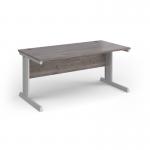 Vivo straight desk 1600mm x 600mm - silver frame, Grey Oak top VEX16-S-GO