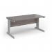 Vivo straight desk 1600mm x 600mm - silver frame, Grey Oak top VEX16-S-GO