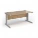Vivo straight desk 1600mm x 600mm - silver frame, Kendal Oak top VEX16-S-KO