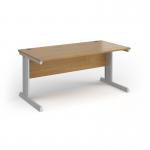 Vivo straight desk 1600mm x 600mm - silver frame, oak top VEX16-S-O