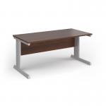 Vivo straight desk 1600mm x 600mm - silver frame, walnut top VEX16-S-W