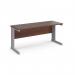 Vivo straight desk 1600mm x 600mm - silver frame, walnut top VEX16W