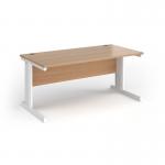 Vivo straight desk 1600mm x 600mm - white frame, beech top VEX16-WH-B