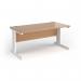 Vivo straight desk 1600mm x 600mm - white frame, beech top VEX16-WH-B