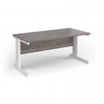 Vivo straight desk 1600mm x 600mm - white frame, Grey Oak top VEX16-WH-GO