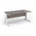 Vivo straight desk 1600mm x 600mm - white frame, Grey Oak top VEX16-WH-GO