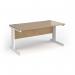 Vivo straight desk 1600mm x 600mm - white frame, Kendal Oak top VEX16-WH-KO