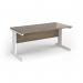 Vivo straight desk 1600mm x 600mm - white frame, Nebraska Oak top VEX16-WH-NO
