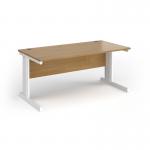 Vivo straight desk 1600mm x 600mm - white frame, oak top VEX16-WH-O
