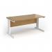 Vivo straight desk 1600mm x 600mm - white frame, oak top VEX16-WH-O