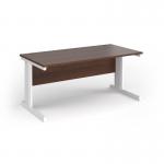 Vivo straight desk 1600mm x 600mm - white frame, walnut top VEX16-WH-W