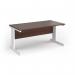 Vivo straight desk 1600mm x 600mm - white frame, walnut top VEX16-WH-W