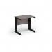 Vivo straight desk 800mm x 600mm - black frame, Grey Oak top VEX8-K-GO