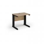 Vivo straight desk 800mm x 600mm - black frame, Kendal Oak top VEX8-K-KO