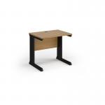 Vivo straight desk 800mm x 600mm - black frame, oak top VEX8-K-O