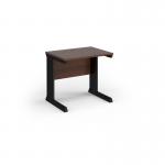 Vivo straight desk 800mm x 600mm - black frame, walnut top VEX8-K-W