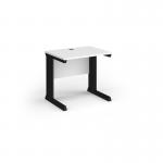 Vivo straight desk 800mm x 600mm - black frame, white top VEX8-K-WH