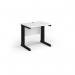Vivo straight desk 800mm x 600mm - black frame, white top VEX8-K-WH