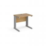 Vivo straight desk 800mm x 600mm - silver frame, oak top VEX8O